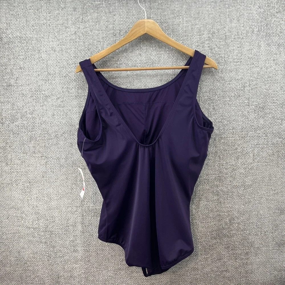 L.L. Bean Women's Swimsuit Size 24W Mast Purple Padded Self Bra Lycra Extra Life